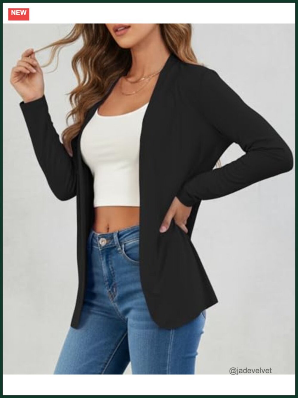 Women's Lightweight Open Front Long Sleeve Cardigan for Office Work - Picture 2 of 4